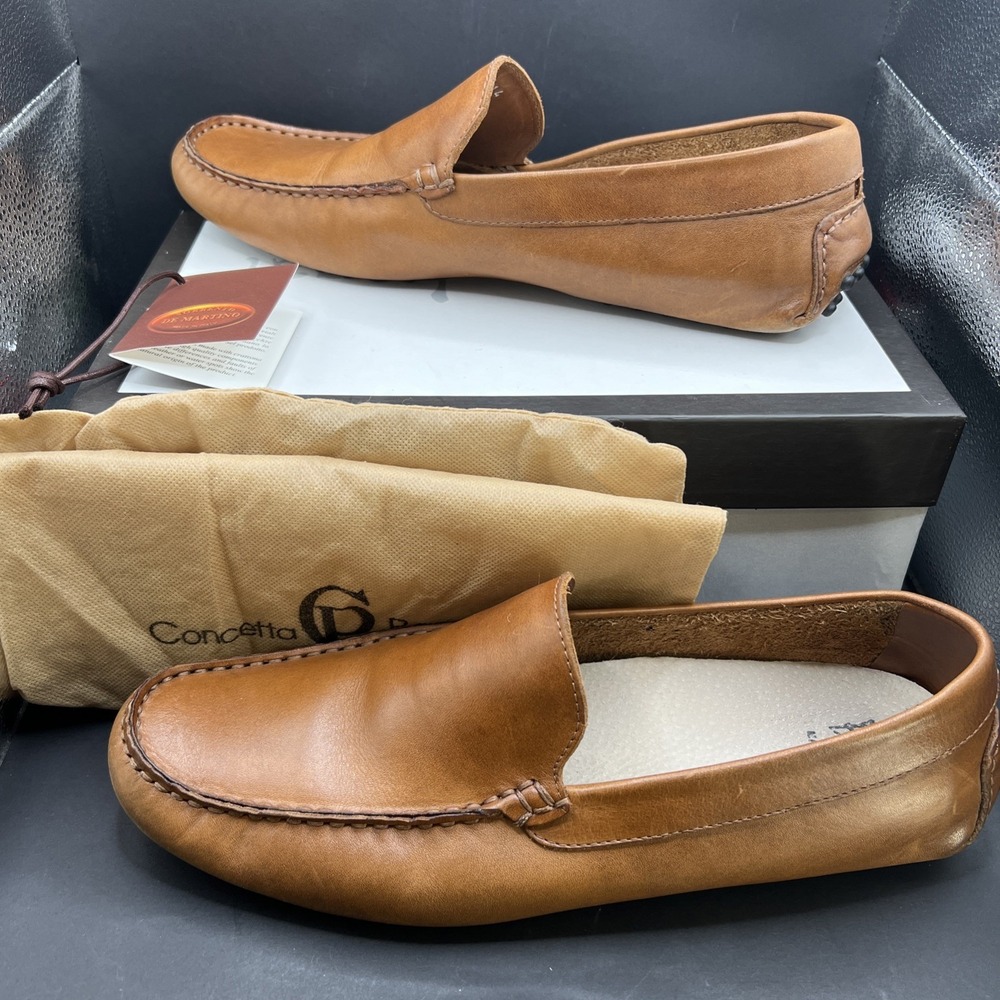 Bagai Italy Men 13 EU 46 Brown Leather Driving Loafers Original Box Dust Bag